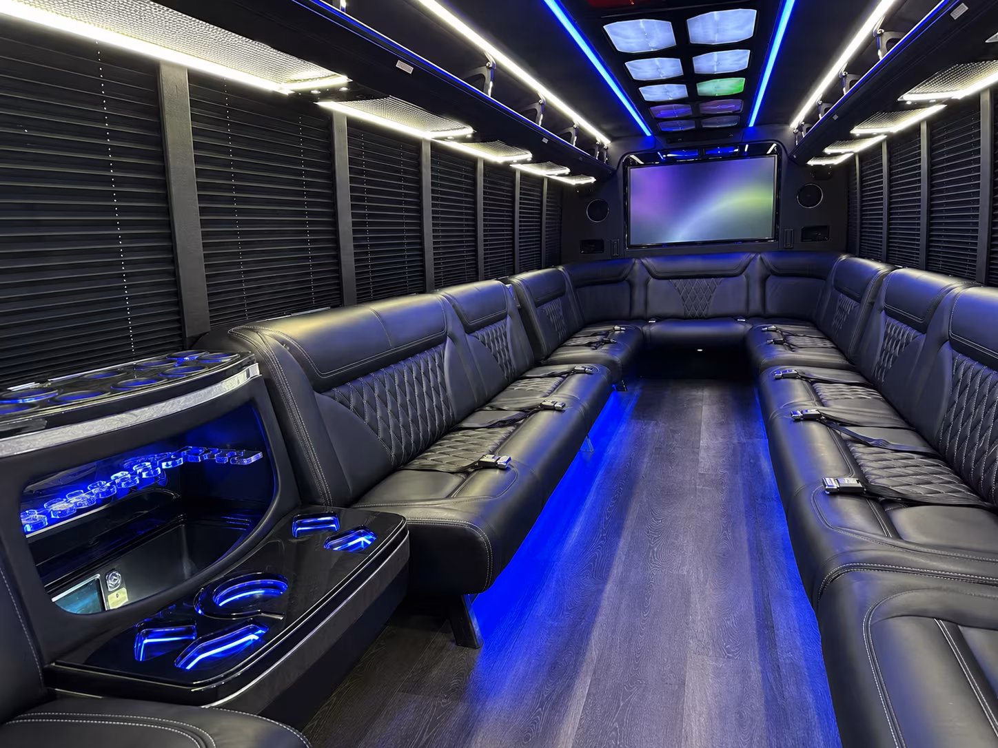 lakeville 20 passenger party bus inside