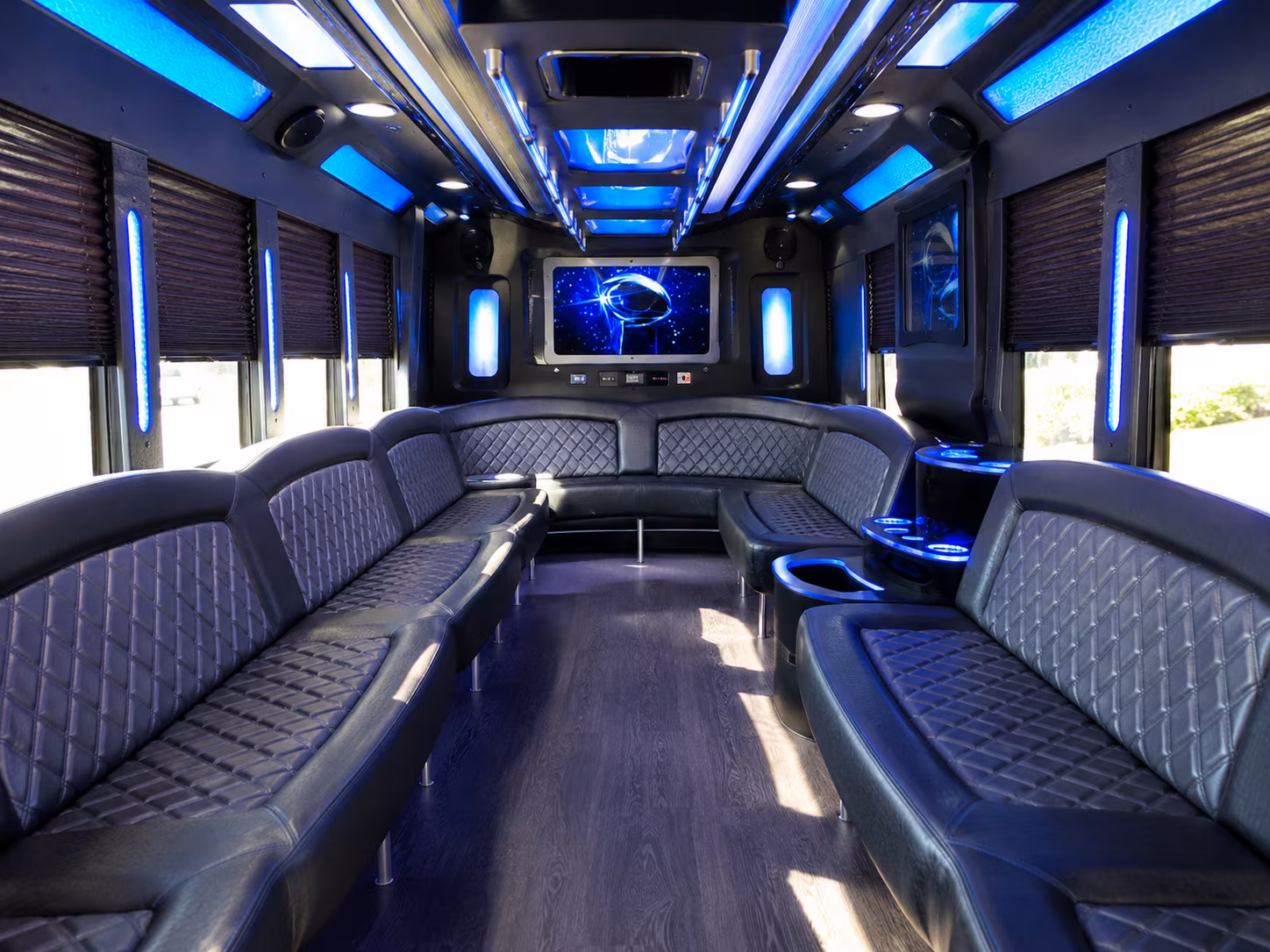 lakeville 28 passenger party bus inside