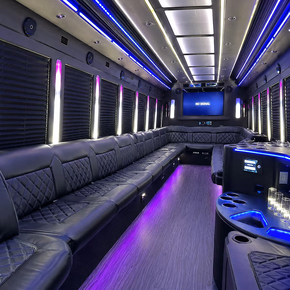 lakeville 30 passenger party bus inside