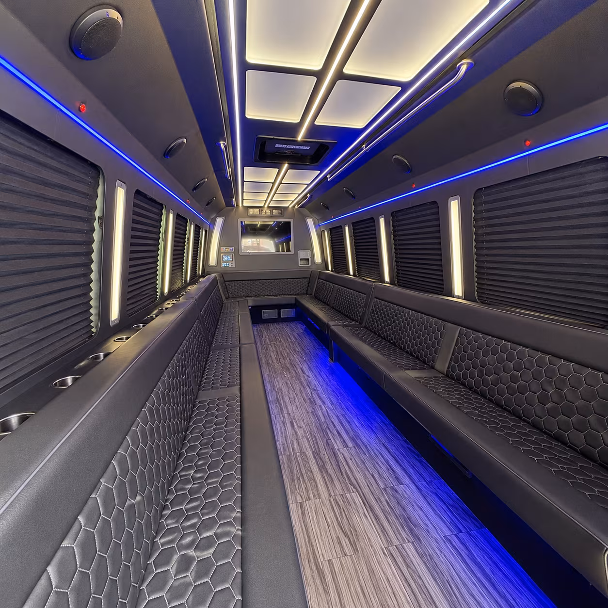 lakeville 30 passenger party bus interior
