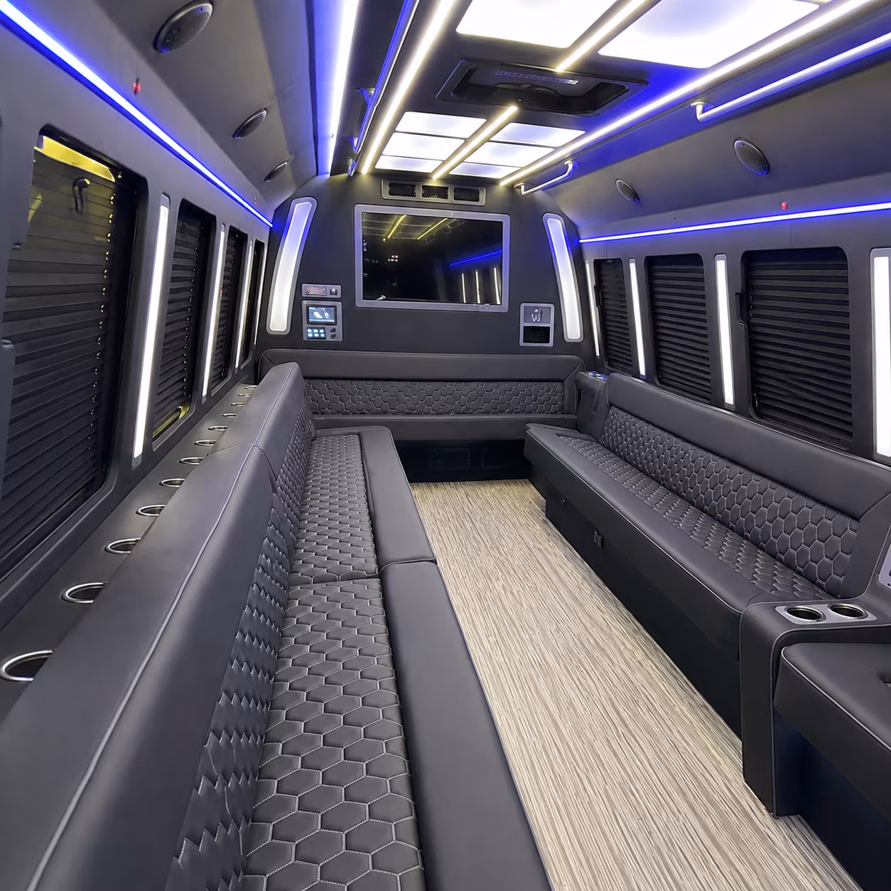 lakeville 40 passenger party bus inside