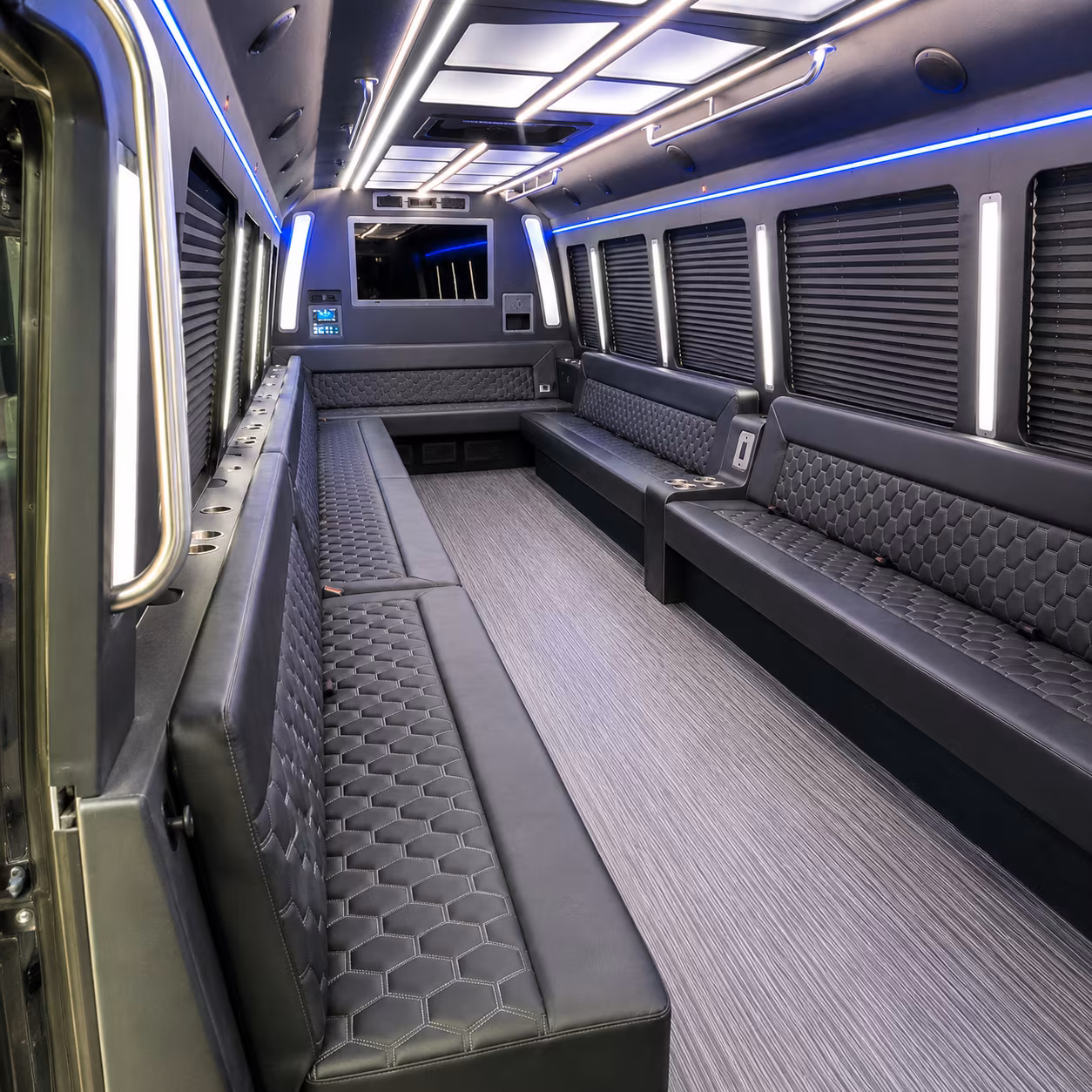 lakeville 40 passenger party bus interior